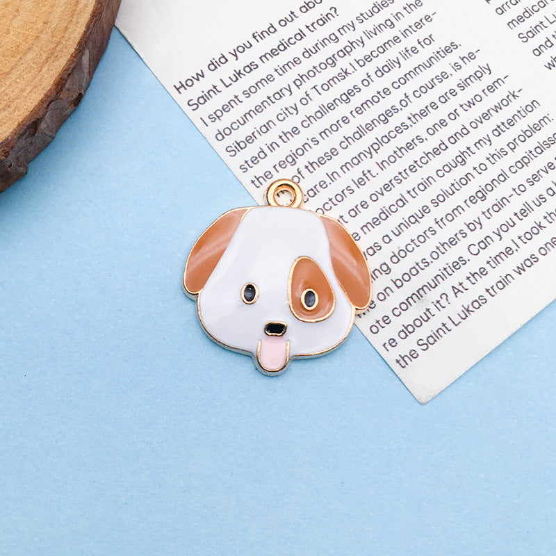 Wholesale Cartoon Japanese Cute Puppy Dog Drip Oil Alloy Necklace Bracelet Pendant